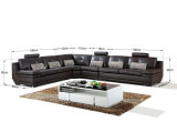 Italian Big Corner Genuine Brown Leather Sofa H-9160 H-2026