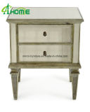 Silver Edge Mirrored Nightstand Table with 3 Drawers