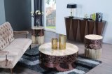 Rose Gold Stainless Steel Coffee Table with Marble Top