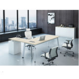 X Shape Metal Frame Leg Office Table with Side Return Cabinet