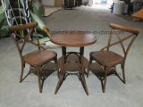 Professional Antique Taupe Dark Wooden Cross Back Chair and Table
