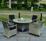Outdoor Rattan Home Hotel Office Restaurant Gold Garden Round Wicker Dining Table and Chair (J535)