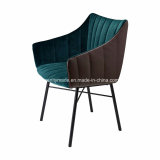 Modern Lounge Cafe Metal Frame Upholstered Dining Fabric Chair