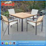 Stainless Steel Teak Table with 4 Chairs