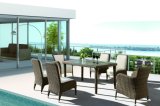 Outdoor Wicker Patio Glass Vicky Dining Home Hotel Office Bar Table and Chair (J618)