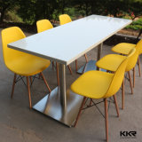 Pure White Artificial Stone Restaurant Dining Table