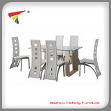 Modern Beautiful Glass Top MDF Leg Dining Table (DT024)