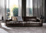 Italian Modern Black Leather Home Sofa (D-72-D)