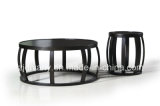 Neo-Chinese Style Black Wood Round Table Coffee Table (T-64 & T-65)