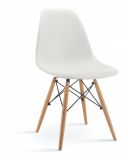 White Color Side Chair with Wood Leg