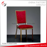 Golden Frame Red Fabric Padded Dining Reception Chair (BC-18)