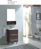 Wood Grain PVC Bathroom Cabinet with Two Drawers