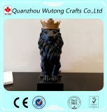 Indoor Decoration Polyresin Material Crown and Black Lion Statue