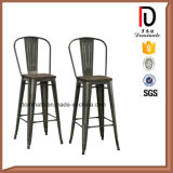 Modern Construction Iron High Back Bar Chair with Armrest