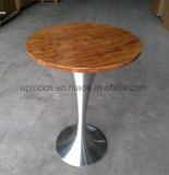 Round Wood Restaurant Bar Table with Trumpet-Shaped Base (SP-BT399)