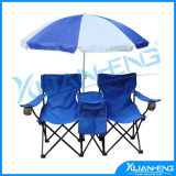 Double Folding Chair Umbrella Table Cooler Fold up Beach Picnic Camping Garden