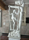 Pure White Marble Lady Statues with Tree