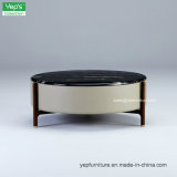 Living Room Circular Marble Coffee Table with Solid Wood Legs (T8231)
