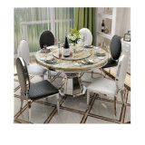 Royal Dining Set Kitchen Table Modern Stainless Steel Mirror Marble Dining Table