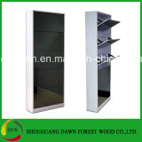 Tall Modern Design Five Doors Melamine Wooden Shoe Cabinet with Mirror