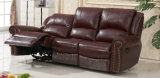 Brown 3 Seater Leather Recliner Sofa (D1020)