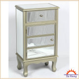 Reflections 1 Drawer 1 Door Accent Table with Mirrored Finish, Silver Glass