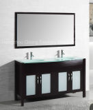 Solid Wood Bathroom Furniture with Glass Basin for North-America