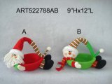 Christmas Decoration Santa Snowman Basket-2asst.