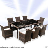 UK Rattan Dining Set/Wicker Furniture/9 Piece Contemporary Poly-Rattan Dining Set