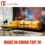 Denmark Yellow Color Modern Corner Sectional Leather Sofa Set for Living Room