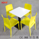 White Glossy Marble Square Restaurant Dining Table