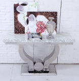Mirror Stainless Steel Console Table with Marble Top