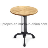 Wooden Restaurant Furniture Table with Special Wood Grain and Cast Iron Table Leg (SP-RT593)