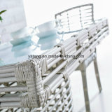 Foshan Factory White PE Wicker Garden Furniture Square Dining Table