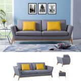 Modern Home Furniture Grey Linen Fabric Three Seats Sofa (HC107)