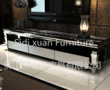 Luxury Home Furniture Fashionable Glass Top TV Stand Woodern Table