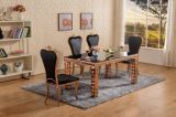 Europe Luxury Royal Rose Gold Black Glass Dining Table and King Throne Velvet Chairs