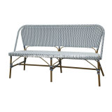 Outdoor Synthetic Rattan Furniture French Bistro Bench Chair for Cafe