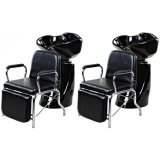Reclining Black Beauty Salon Shampoo Chair Backwash Bowl Unit
