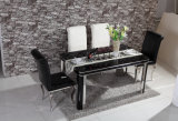 Wholesale Cheap Modern Black Glass 4 Seater Dinnig Table Dining Room Set