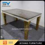 Modern Dining Set Marble Dinner Table with Gold Steel