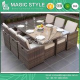 Patio Rattan Dining Set with Cushion Outdoor Dining Set (Magic Style)