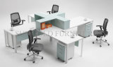 Modern White Workstation with Desktop Bookcase for Four People (SZ-WS319)