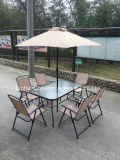 Patio Set Glass Table with Sling Chair