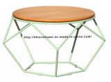Morden Dining Coffee Metal Wire Wooden Top Table