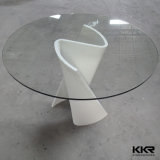 Modern Round Stone Marble Coffee Table with Glass Top (T170901)
