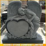 Granite Angel with Heart Tombstone with Base