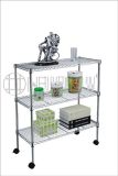 Mobile DIY 3 Tiers Chrome Wire Metal Shelf for Home Living Room Use