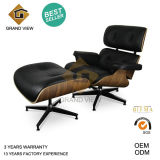 Black Leather Dark Walnut Wood Classical Eames Lounge Chair (GV-EA670)