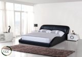 Concise American Style Bedroom Leather Bed